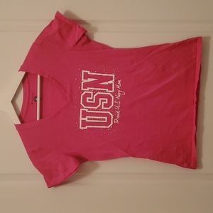Womens Short Sleeve "USN" T-shirt...Med...Pink